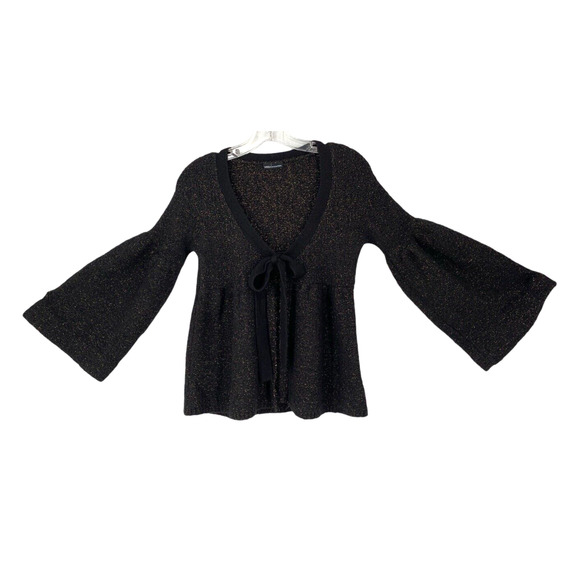 Victorias Secret Baby Doll Sweater Cardigan Bow Mettalic Boucle Knit Small - Picture 5 of 8